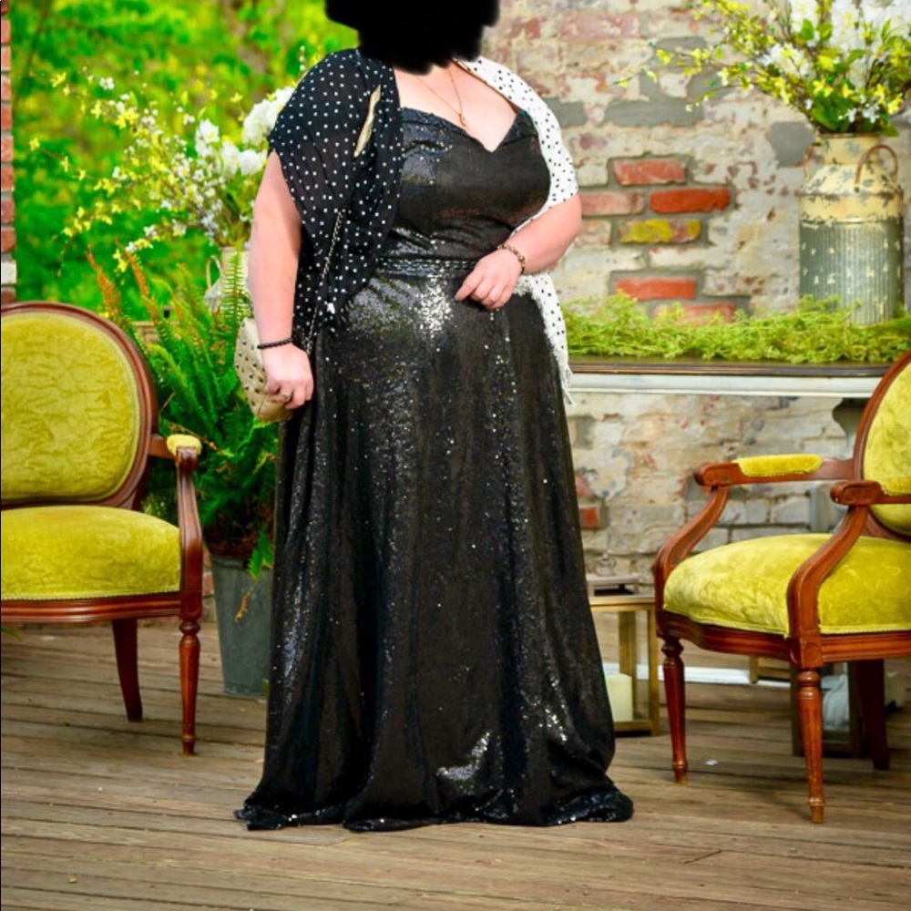 Black sequinned gown